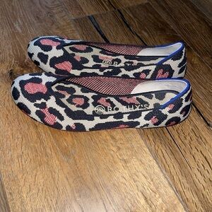 Rothy's Womens The Flat Red Cat Animal Print  Slip On Ballet Flats